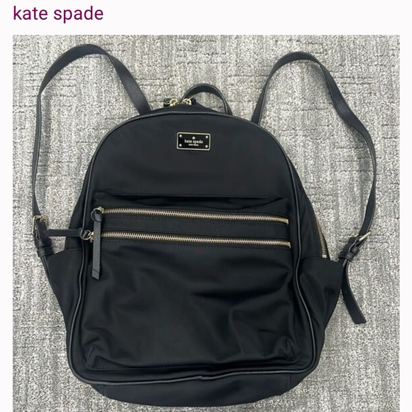 kate spade Handbags - Kate Spade Black Backpack with Gold Accents